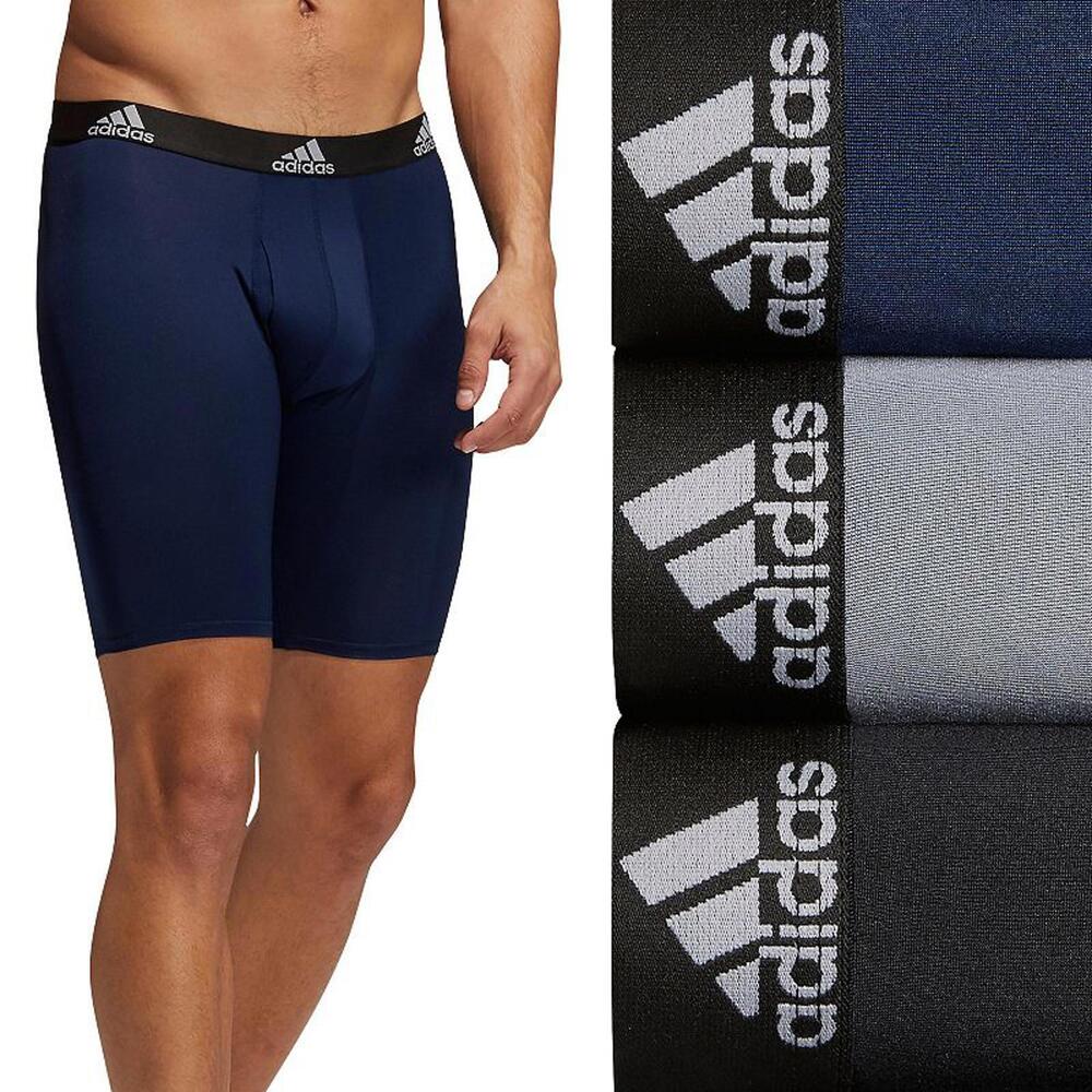 adidas Men's Long Boxer Brief Underwear (3-Pack), Small